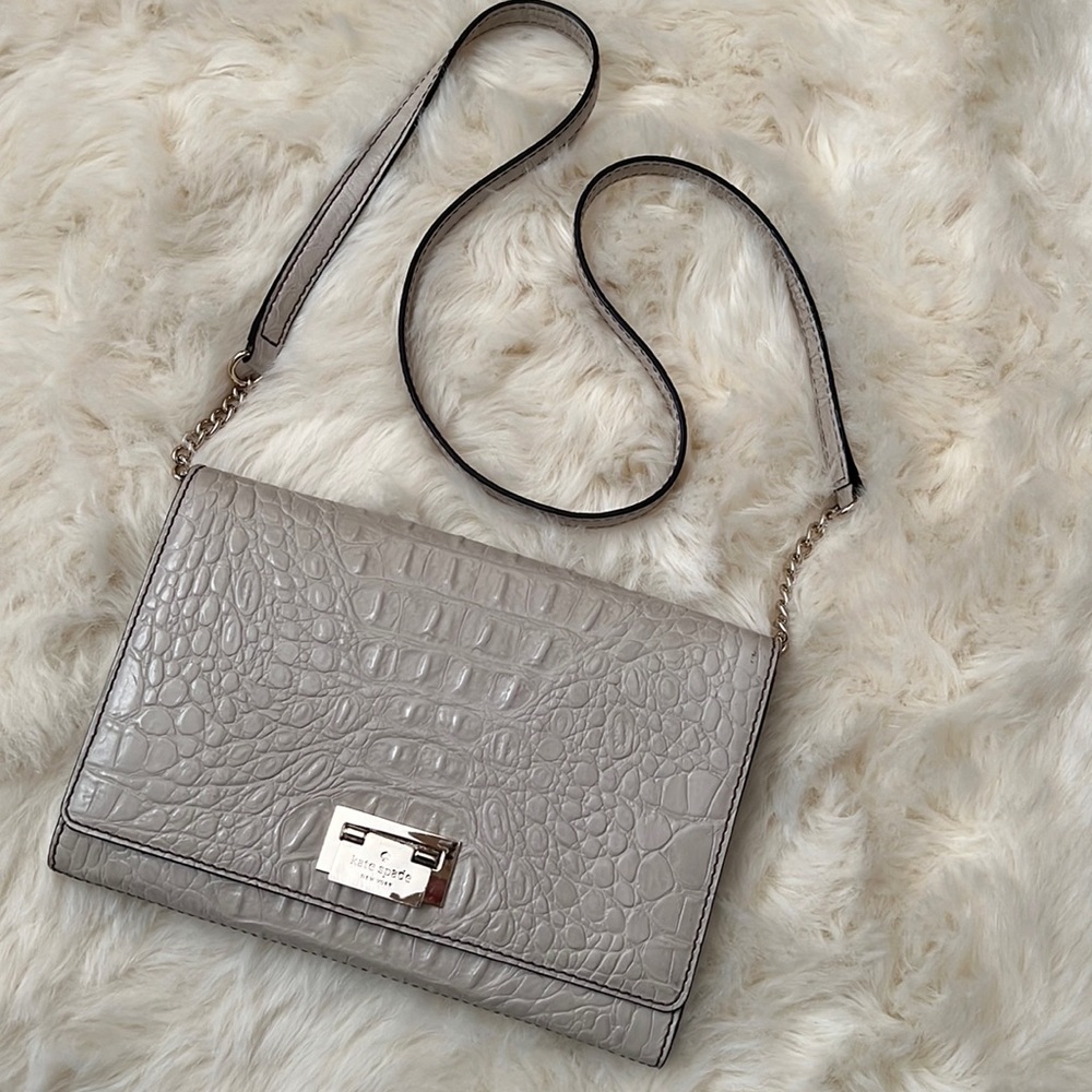 Kate Spade Croc Embossed Leather Crossbody/Clutch